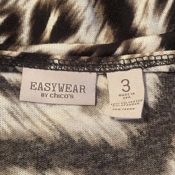 Chico's Easywear Black and Beige Light-Weight Asymmetrical Cardigan, Size 3 - Picture 6 of 7